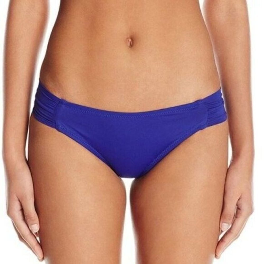 🌻NEW (w/tags!) Trina Turk Bijou Blue Shirred Side Bikini Bottoms Size XS